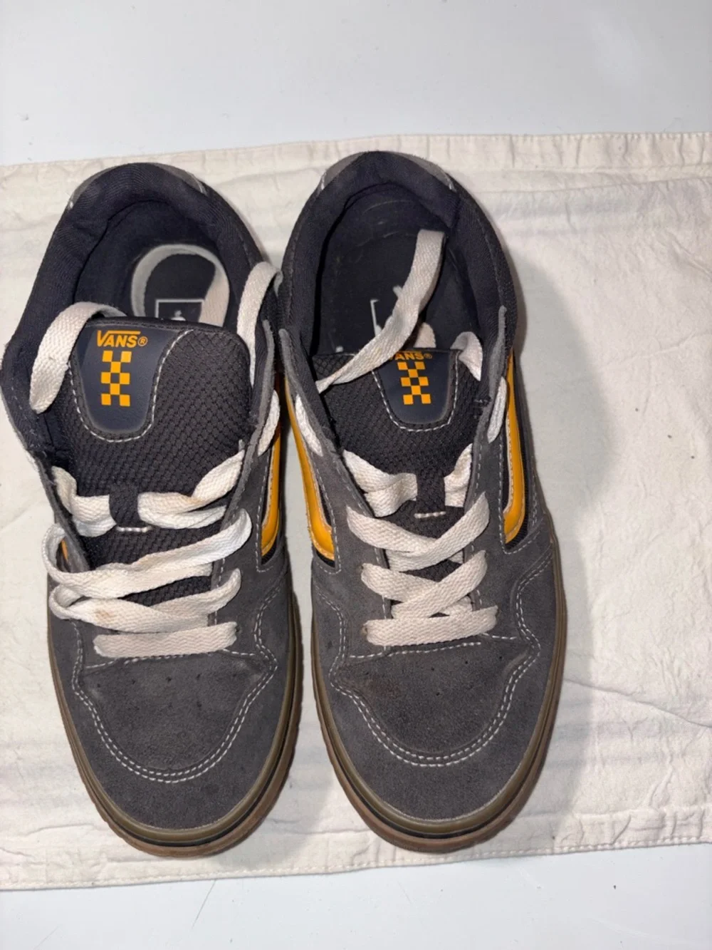 Vans Kids Black Low-Top Sneakers with Yellow Side Stripe - Picture 3 of 5